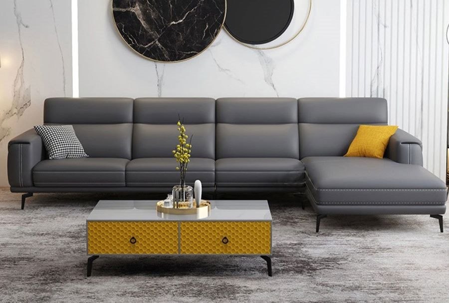 sofa de piel color gris