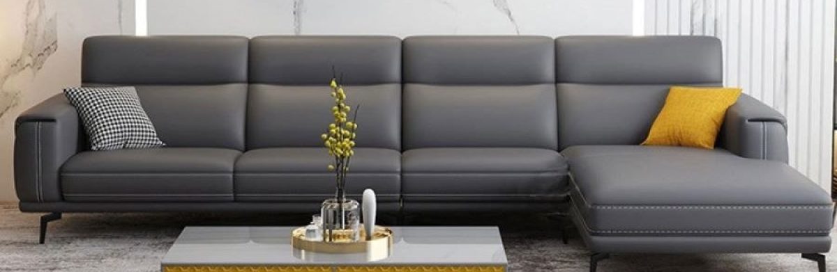 sofa de piel color gris