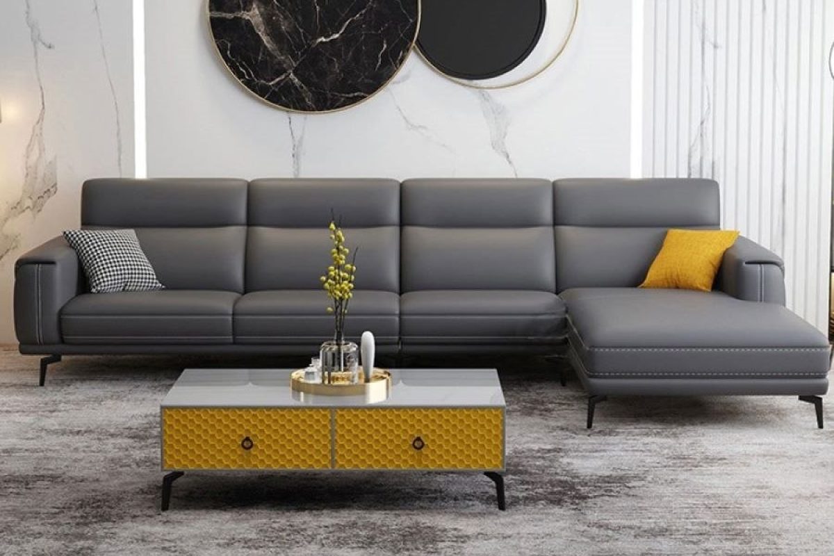 sofa de piel color gris